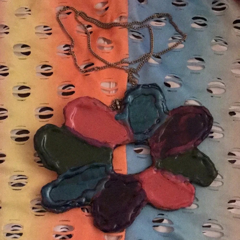 Flower Colorful Unique Vintage Rare One of a Kind Handmade Necklace